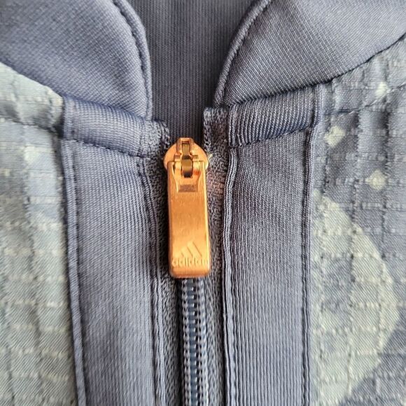 M ADIDAS blue floral sup half zip active athleisure wicking shirt top MEDIUM - Picture 6 of 12